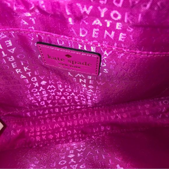 KATE SPADE Hot Pink / Orange Top Zipper Closure Crossbody or Clutch - Picture 14 of 15